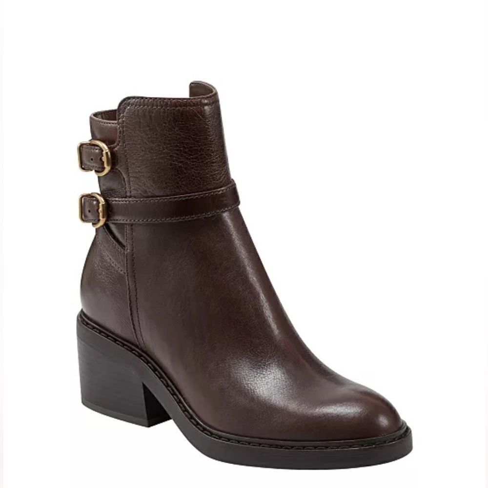 Marc Fisher Women's Marieta Block Heel Dress Booties Dark Brown